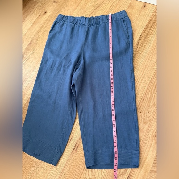 J. Jill 100% Linen Relaxed Cropped Pants Blue Beachy Lagenlook Size Large P - Picture 9 of 12